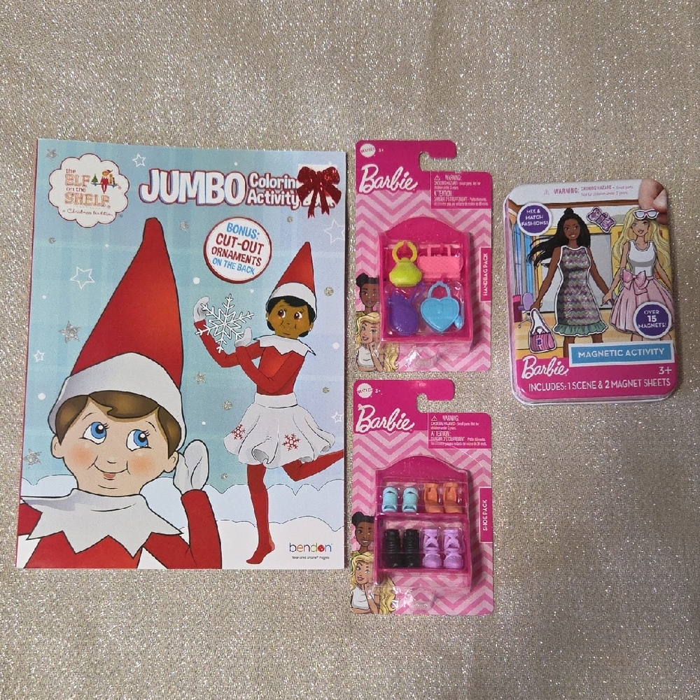 Barbie Elf on the Shelf Jumbo Coloring Set with Pink Accessories